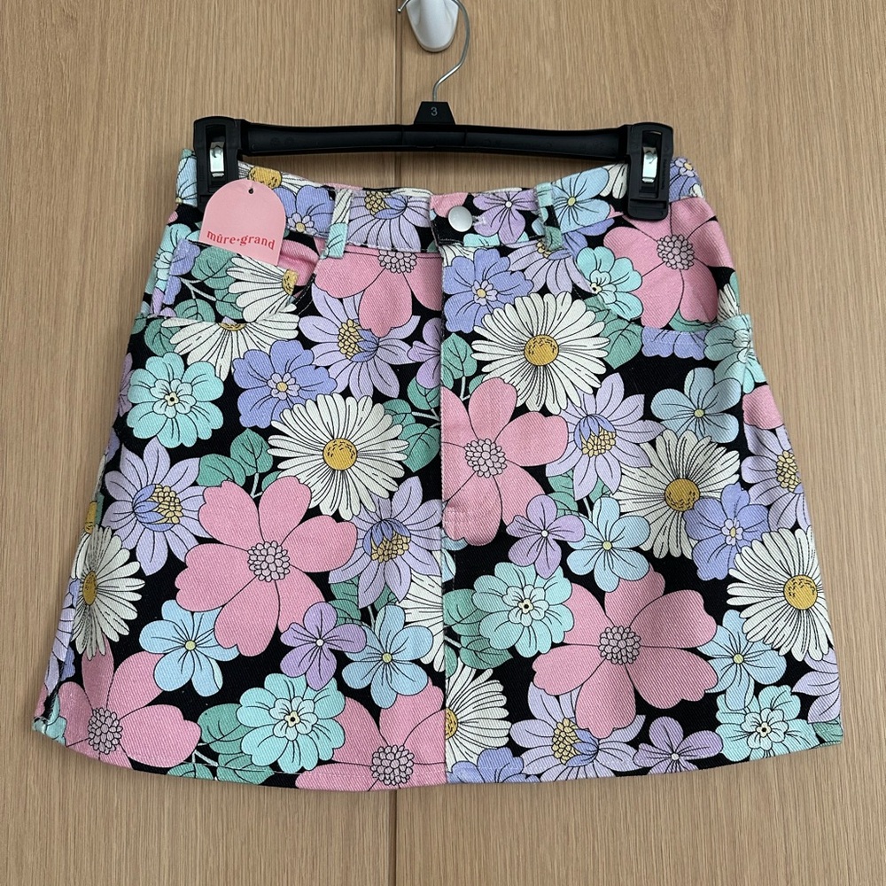 mure + grand floral denim mini skirt